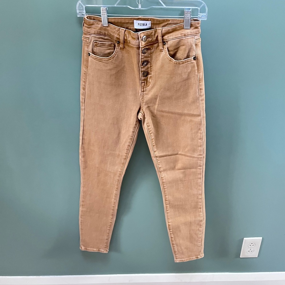 Pistola Womens Camel Button Fly High Waisted Skinny Jeans Size‎ 26